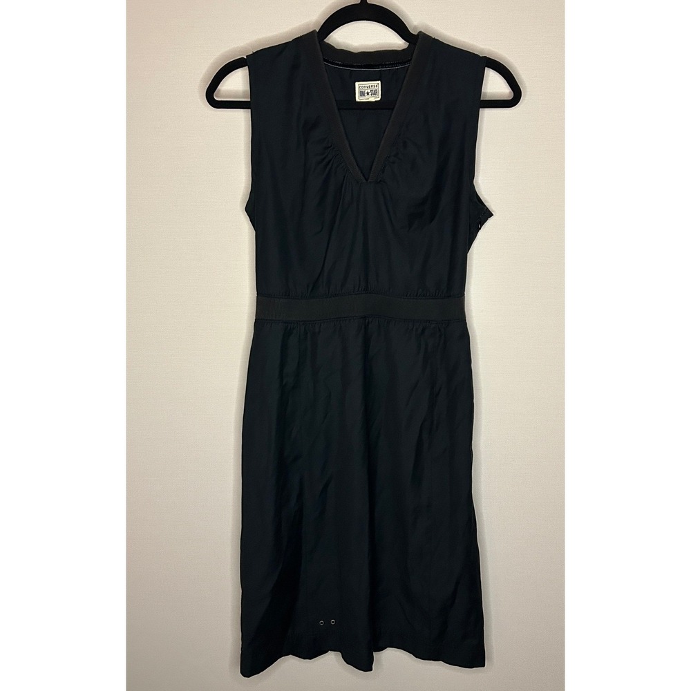 Converse One Star Black Sleeveless Wool Blend Midi Dress Women 10 Skater Girl